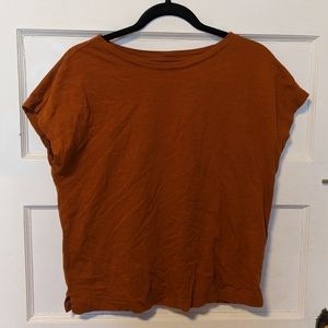 Muji Burnt Orange Boatneck Short Sleeve Shirt